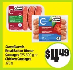 FreshCo Compliments Breakfast or Dinner Sausages 375-500 g or Chicken Sausages 375 g offer