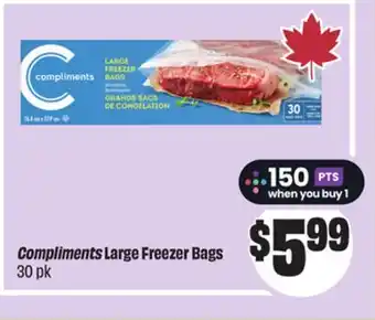 FreshCo Compliments Large Freezer Bags 30 pk offer