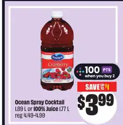FreshCo Ocean Spray Cocktail 1.89 L or 100% Juice 1.77 L offer