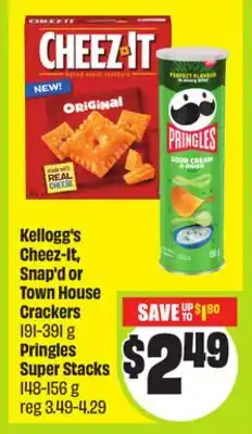 FreshCo Kellogg's Cheez-It, Snap'd or Town House Crackers 191-391 g Pringles Super Stacks 148-156 g offer