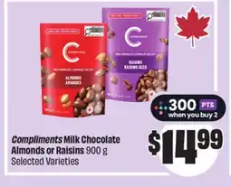 FreshCo Compliments Milk Chocolate Almonds or Raisins offer
