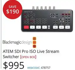 Vistek ATEM SDI Pro ISO Live Stream Switcher offer