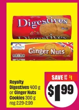 FreshCo Royalty Digestives 400 g or Ginger Nuts Cookies 300 g offer