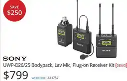 Vistek Sony UWP-D26/25 Bodypack, Lav Mic, Plug-on Receiver Kit offer