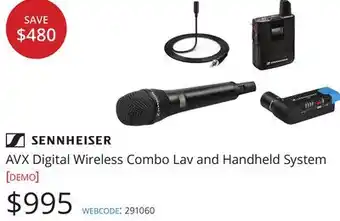 Vistek SENNHEISER AVX Digital Wireless Combo Lav and Handheld System offer