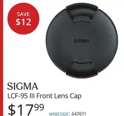 Vistek SIGMA LCF-95 III Front Lens Cap offer