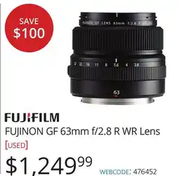 Vistek FUJINON GF 63mm f/2.8 R WR Lens offer