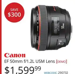 Vistek Canon EF 50mm f/1.2L USM Lens offer