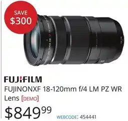 Vistek FUJIFILM FUJINONXF 18-120mm f/4 LM PZ WR Lens offer