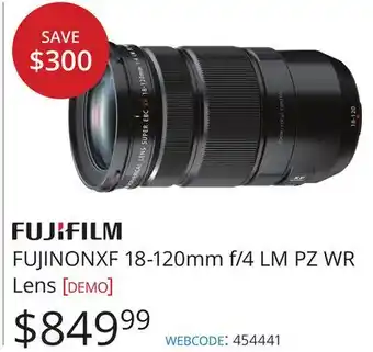 Vistek FUJIFILM FUJINONXF 18-120mm f/4 LM PZ WR Lens offer