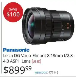 Vistek Panasonic Leica DG Vario-Elmarit 8-18mm f/2.8-4.0 ASPH Lens offer