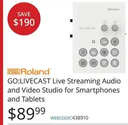 Vistek Roland GO:LIVECAST Live Streaming Audio and Video Studio for Smartphones and Tablets offer
