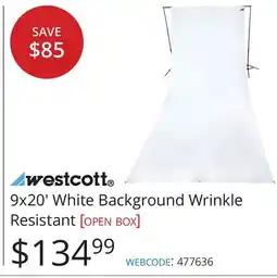 Vistek WESTCOTT 9x20' White Background Wrinkle Resistant offer