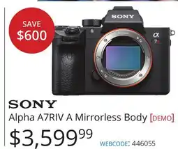 Vistek Sony Alpha A7RIV A Mirrorless Body offer