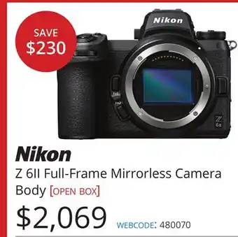 Vistek Nikon Z 6II Full-Frame Mirrorless Camera Body offer