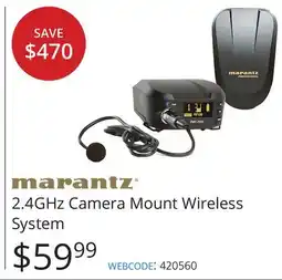 Vistek MARANTZ 2.4GHz Camera Mount Wireless System offer
