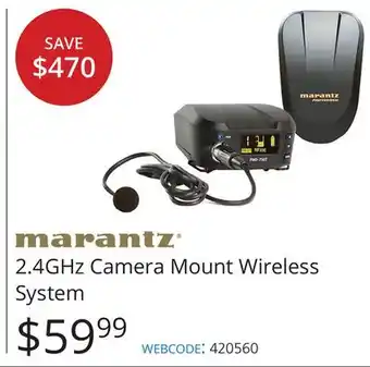 Vistek MARANTZ 2.4GHz Camera Mount Wireless System offer