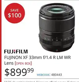 Vistek FUJIFILM FUJINON XF 33mm f/1.4 R LM WR Lens offer