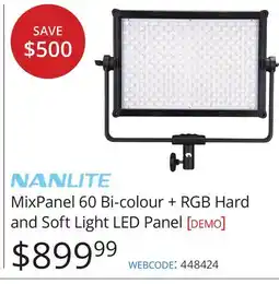 Vistek Nanlite MixPanel 60 Bi-colour + RGB Hard and Soft Light LED Panel offer