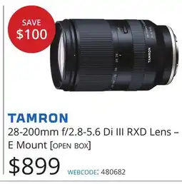Vistek TAMRON 28-200mm f/2.8-5.6 Di III RXD Lens-E Mount offer