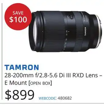 Vistek TAMRON 28-200mm f/2.8-5.6 Di III RXD Lens-E Mount offer