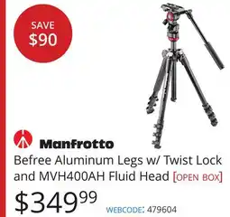 Vistek Befree Aluminum Legs w/ Twist Lock and MVH400AH Fluid Head offer