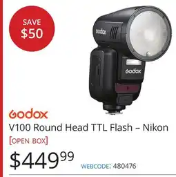 Vistek V100 Round Head TTL Flash-Nikon offer