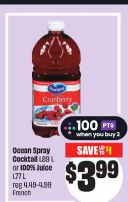 Chalo FreshCo Ocean Spray Cocktail 1 89 L or 100% Juice 1.77 L offer