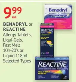 IDA Pharmacy BENADRYL or REACTINE offer
