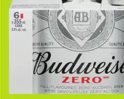 Chalo FreshCo Budweiser Zero Non-Alcoholic Beer 6x355 mL offer