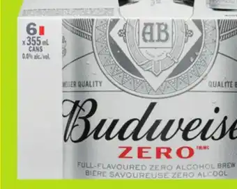 Chalo FreshCo Budweiser Zero Non-Alcoholic Beer 6x355 mL offer