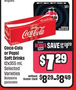 Chalo FreshCo Coca-Cola or Pepsi Soft Drinks 12x355 mL Selected Varieties offer