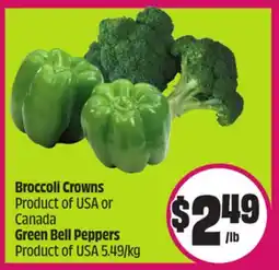Chalo FreshCo Broccoli Crowns Product of USA or Canada Green Bell Peppers Product of USA offer