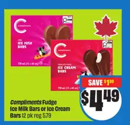 Chalo FreshCo Compliments Fudge Ice Milk Bars or Ice Cream Bars 12 pk offer
