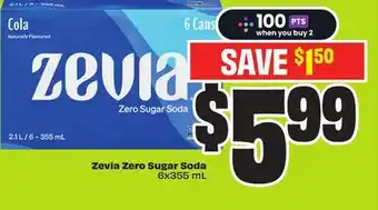 Chalo FreshCo Zevia Zero Sugar Soda 6x355 mL offer