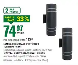 BMR CENTRAL PARK OUTDOOR WALL LIGHTS offer
