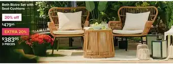 Linen Chest 3 PIECES Beth Bistro Set with Seat Cushions offer