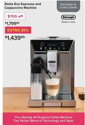 Linen Chest Eletta Evo Espresso and Cappuccino Machine offer