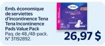 Walmart Tena Incontinence Pads Value Pack offer
