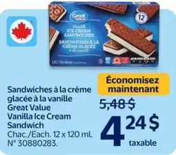 Walmart Great Value Vanilla Ice Cream Sandwich offer