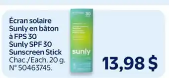 Walmart Sunly SPF 30 Sunscreen Stick offer