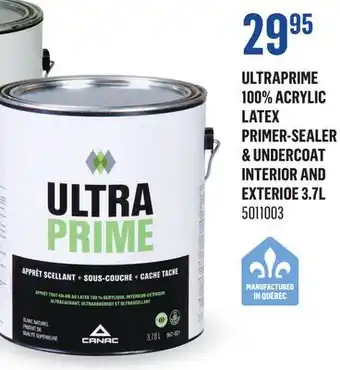 Canac UltraPrime 100% Acrylic Latex Primer-Sealer & Undercoat Interior and Exterioe 3.7L offer