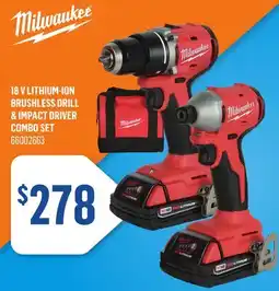 Canac 18 V Lithium-Ion Brushless Drill & Impact Driver Combo Set offer