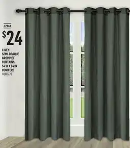 Canac Linen Semi-Opaque Grommet Curtains, 54 in x 84 in offer
