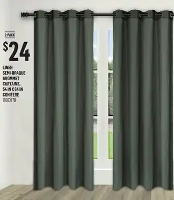 Canac Linen Semi-Opaque Grommet Curtains, 54 in x 84 in offer