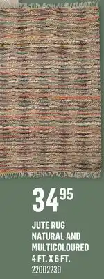 Canac Jute Rug Natural and Multicoloured 4 ft. x 6 ft offer