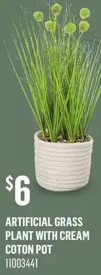 Canac Artificial grass Plant with Cream Coton Pot offer