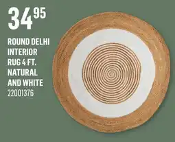 Canac Round Delhi Interior Rug 4 ft. Natural and White offer