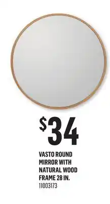 Canac Vasto Round Mirror with Natural Wood Frame 28 in offer