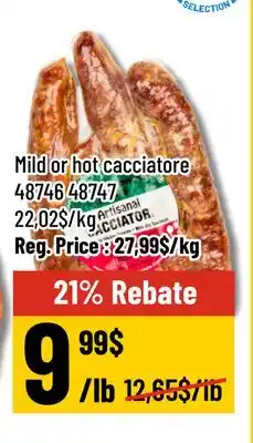 Mayrand Johnny Italian deli meats Mild or hot cacciatore Quebec offer